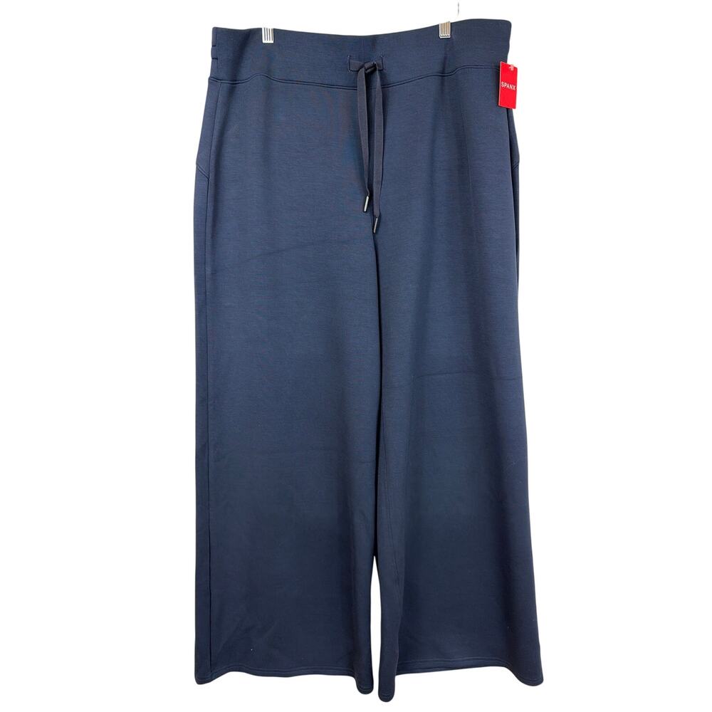 NWT Spanx Blue Spacer Wide Leg Waist Tie Pants Size 2X
